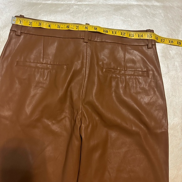 Zara Tan Faux Leather pants trousers in caramel camel size 6 - Picture 4 of 8